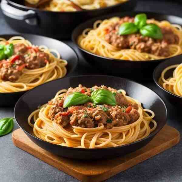 Макароны с мясом под соусом